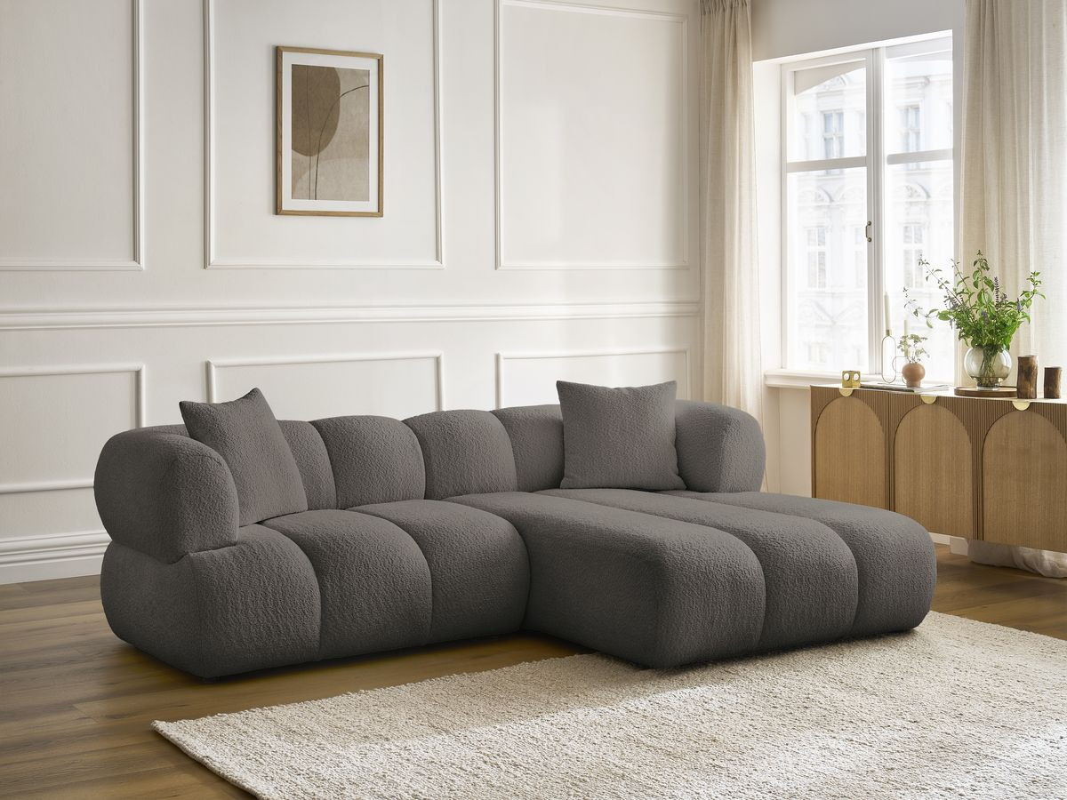 Canapé d'angle PAMIRA bouclette marron — vue 6