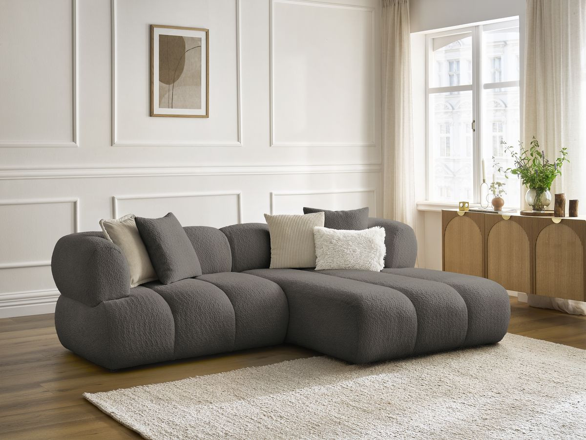 Canapé d'angle PAMIRA bouclette marron