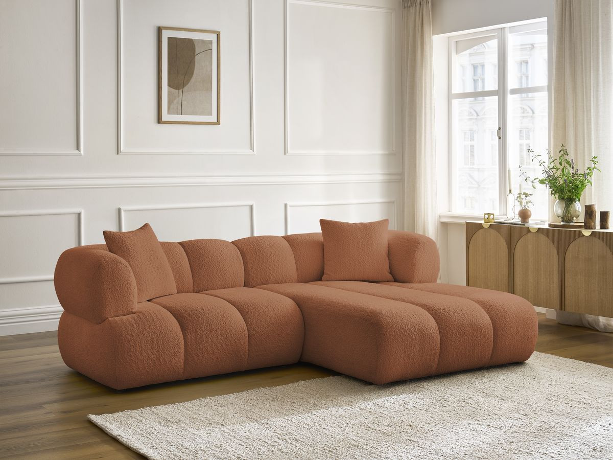 Canapé d'angle PAMIRA bouclette orange — vue 6