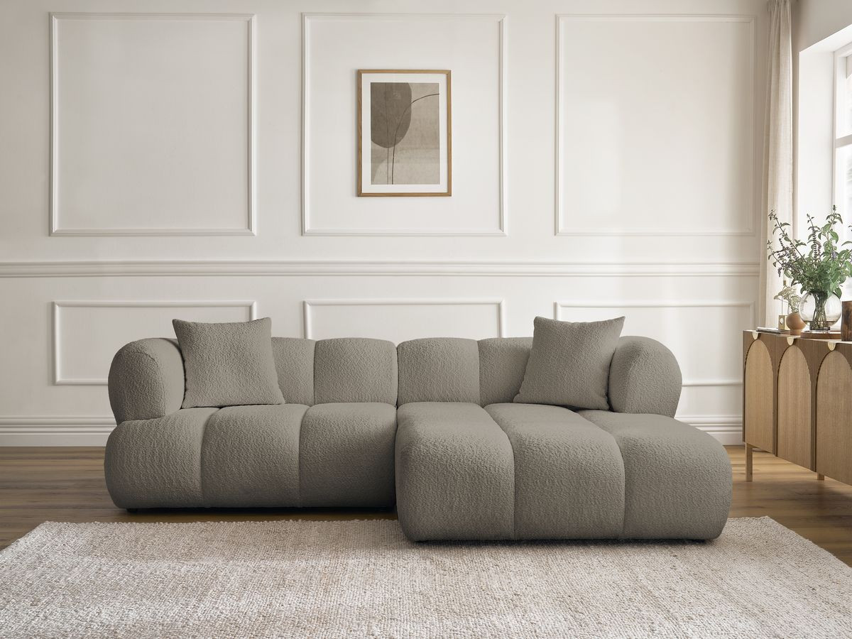 Canapé d'angle PAMIRA bouclette taupe — vue 5