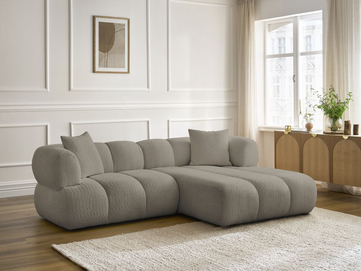 Canapé d'angle PAMIRA bouclette taupe — vue 6