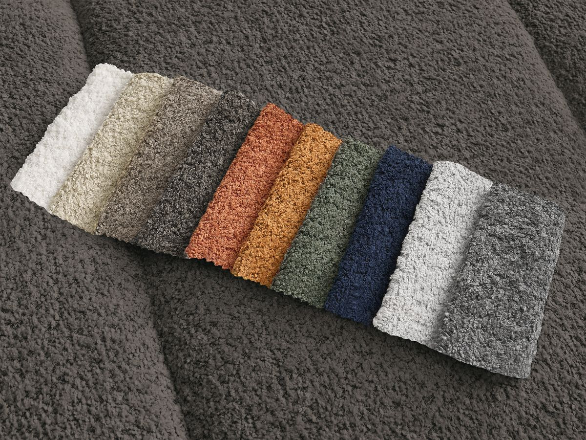 Canapé d'angle PAMIRA bouclette avec pouf marron — vue 4