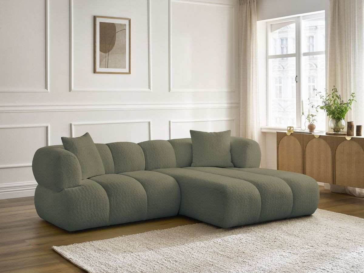 Canapé d'angle PAMIRA bouclette vert — vue 6