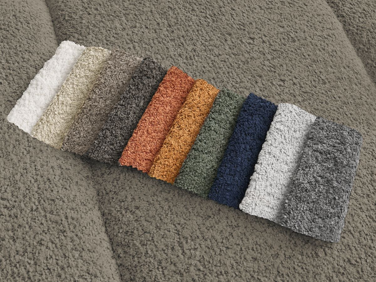 Canapé d'angle PAMIRA bouclette avec pouf taupe — vue 4