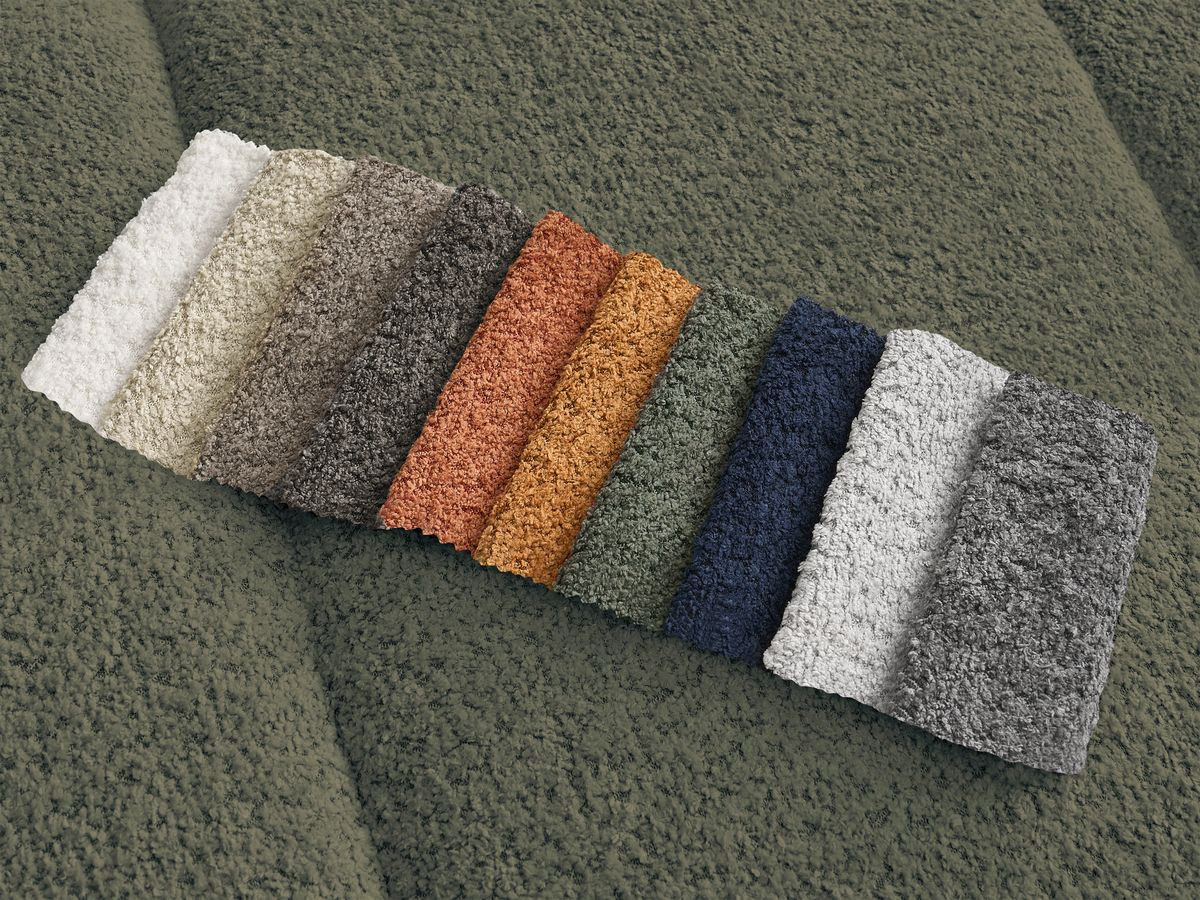 Canapé d'angle PAMIRA bouclette avec pouf vert — vue 4