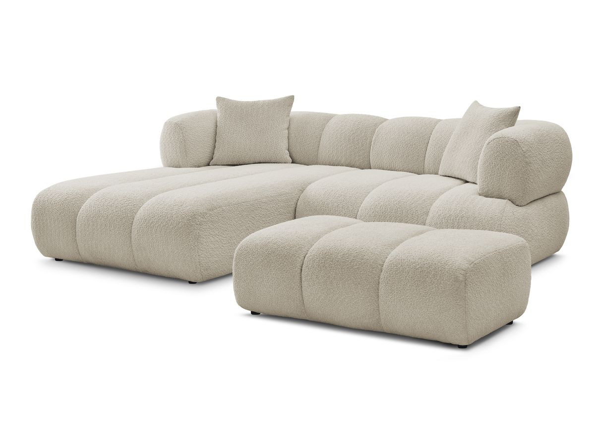 pamira vaste hoekbank in badstof met poef gekleurd beige