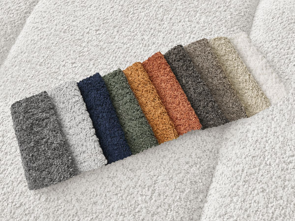 Canapé d'angle PAMIRA bouclette avec pouf blanc — vue 4