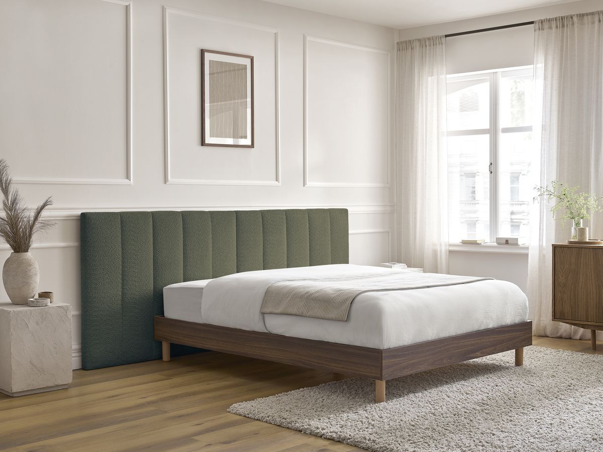 Lit TIMO bois foncé avec lattes massives vert — vue 6