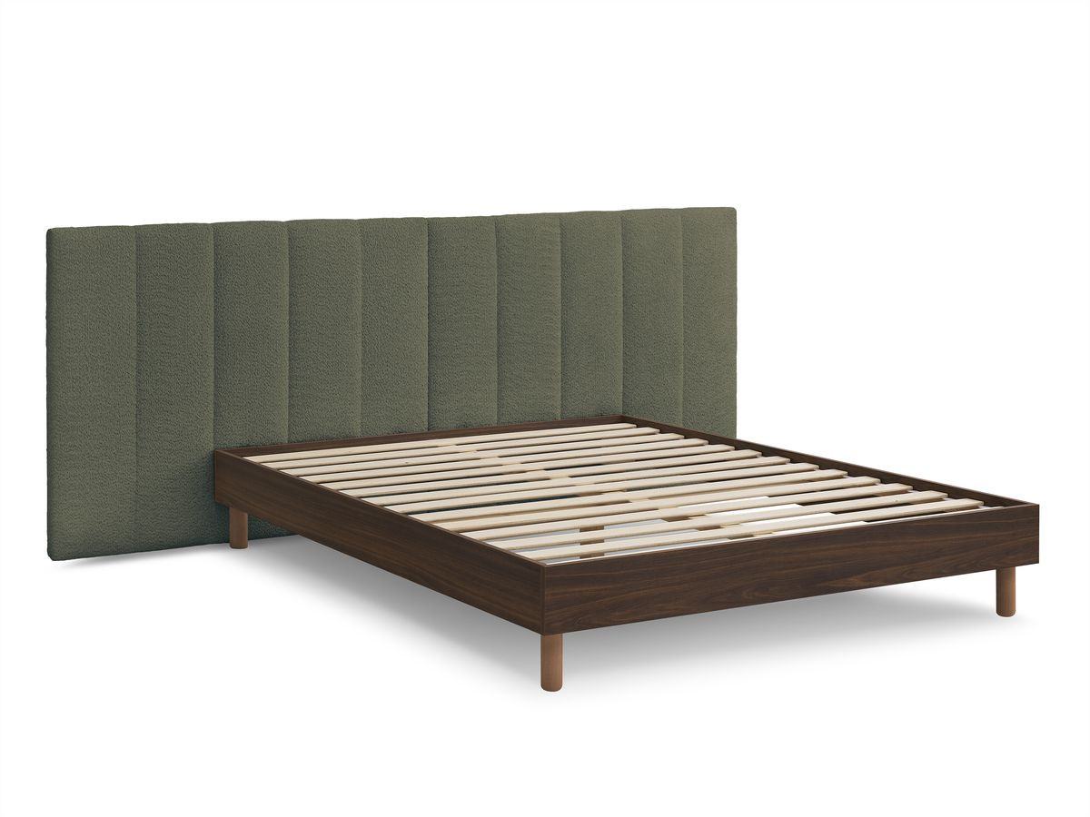 timo donkerhouten bed met massieve lattenbodem gekleurd groente