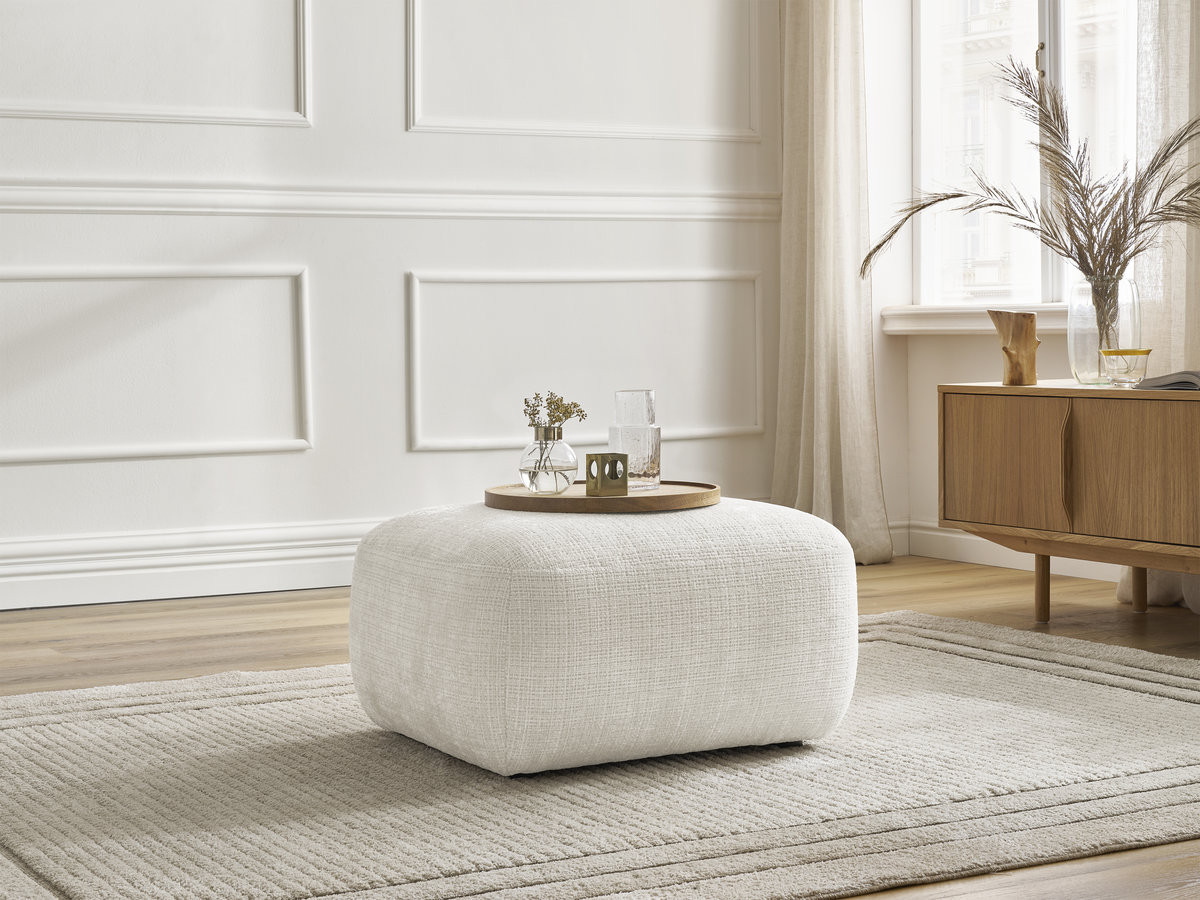 Pouf DENISE texturé blanc