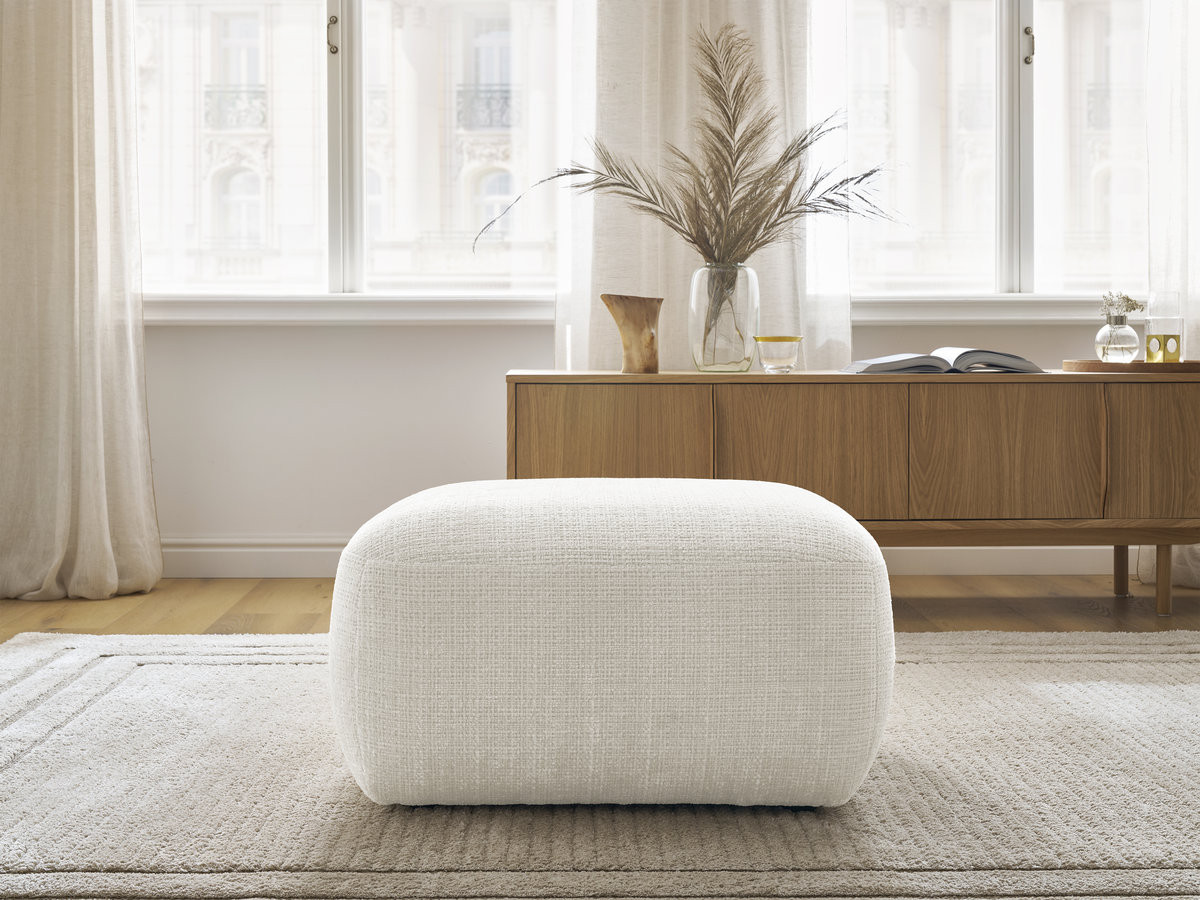 Pouf DENISE texturé blanc — vue 5