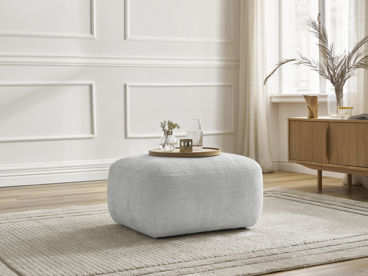 Pouf DENISE texturé gris clair