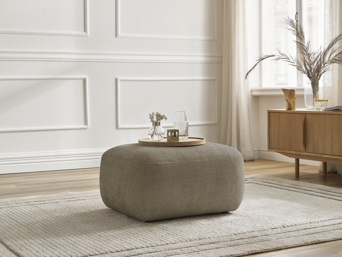 Pouf DENISE texturé taupe