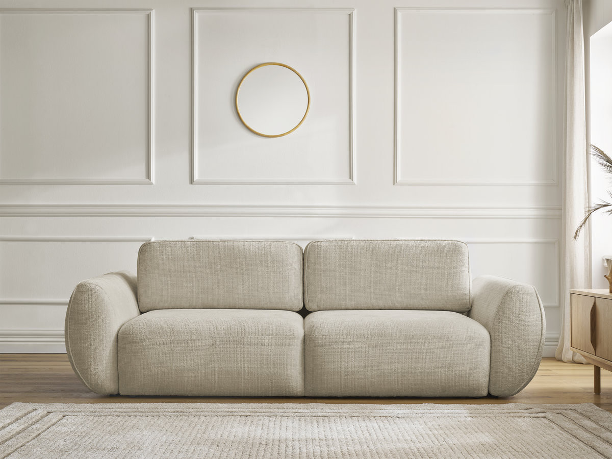 Canapé droit convertible 3 places DENISE texturé beige — vue 5