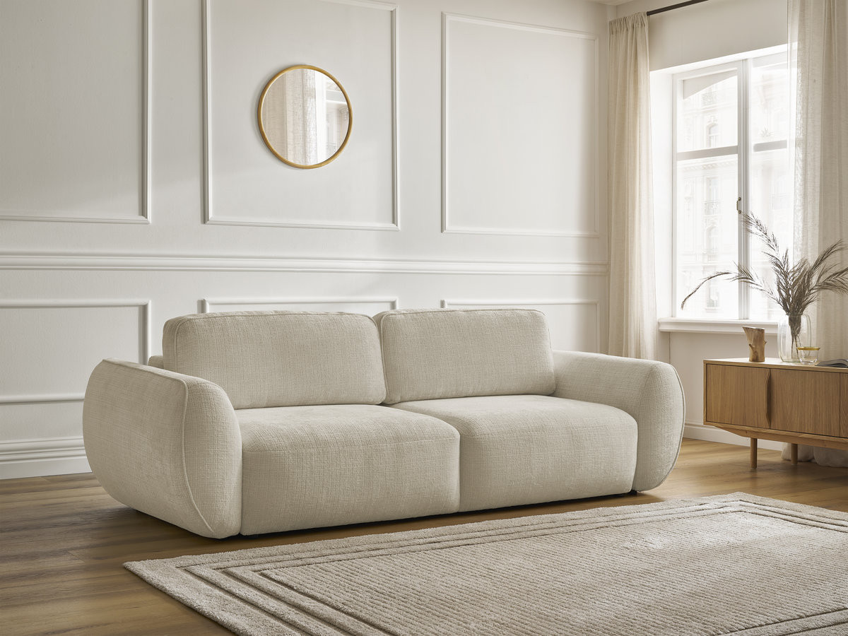 Canapé droit convertible 3 places DENISE texturé beige — vue 6