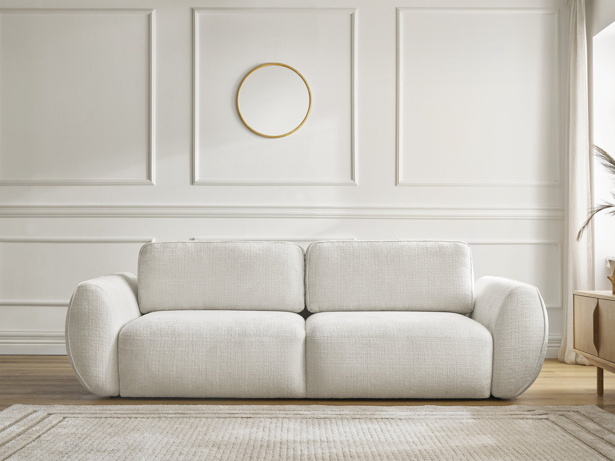 Canapé droit convertible 3 places DENISE texturé blanc — vue 5