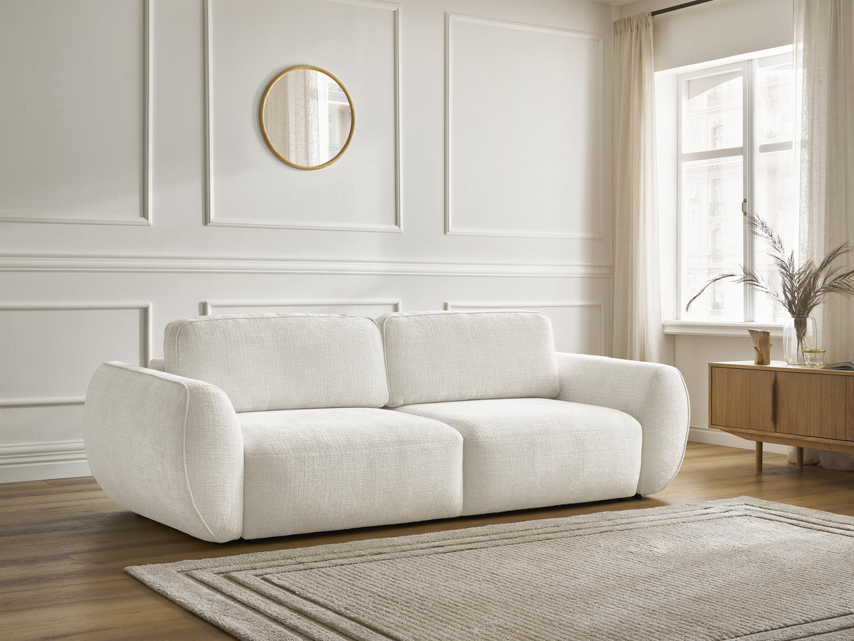 Canapé droit convertible 3 places DENISE texturé blanc — vue 6