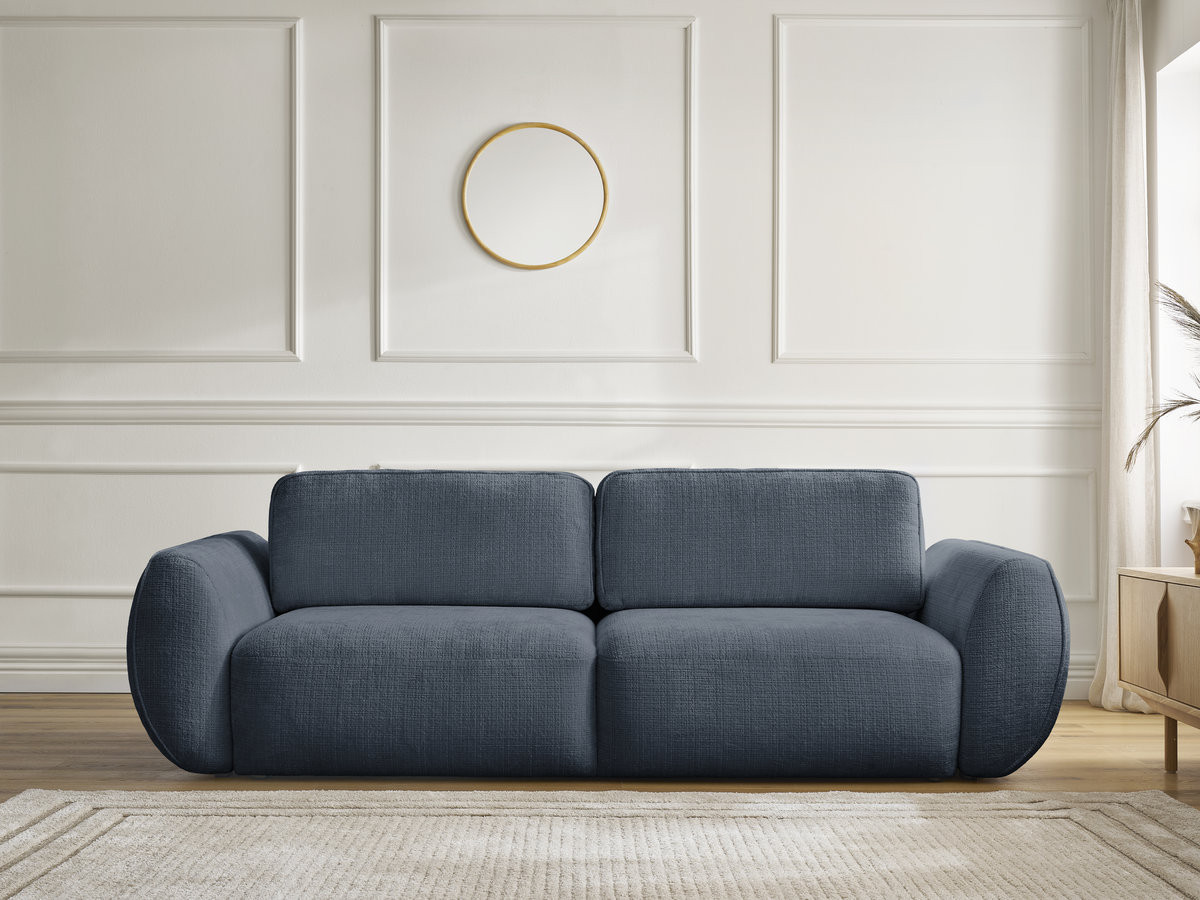 Canapé droit convertible 3 places DENISE texturé bleu foncé — vue 5