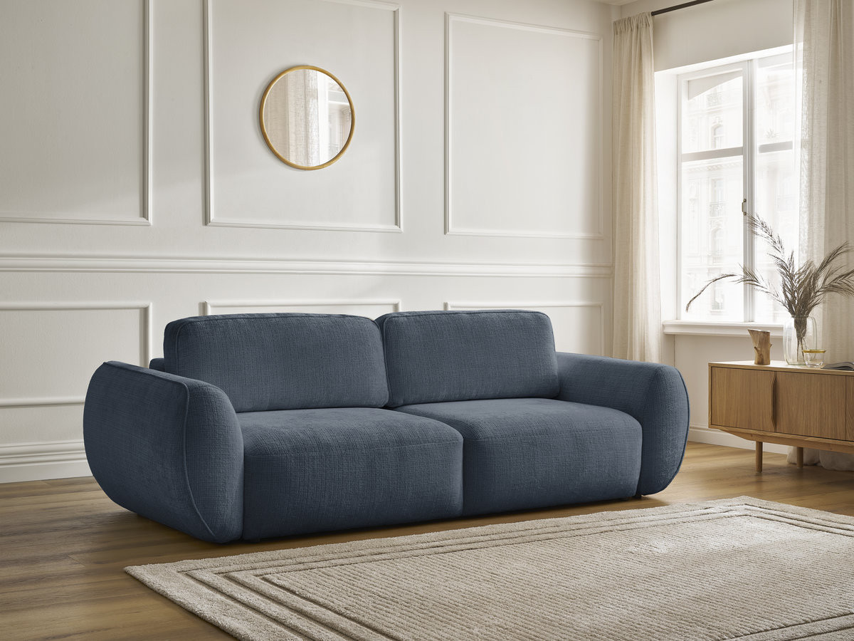 Canapé droit convertible 3 places DENISE texturé bleu foncé — vue 6