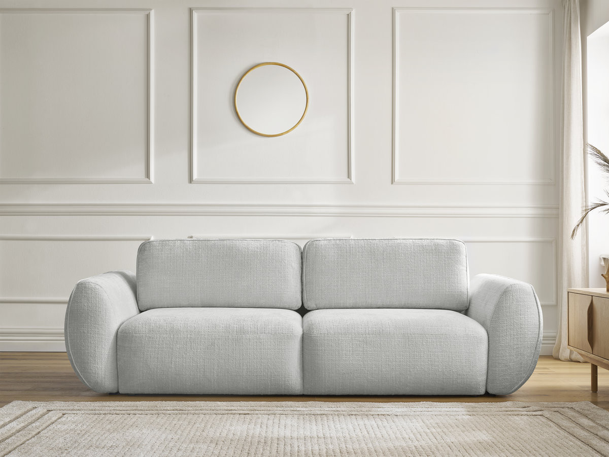 Canapé droit convertible 3 places DENISE texturé gris clair — vue 5