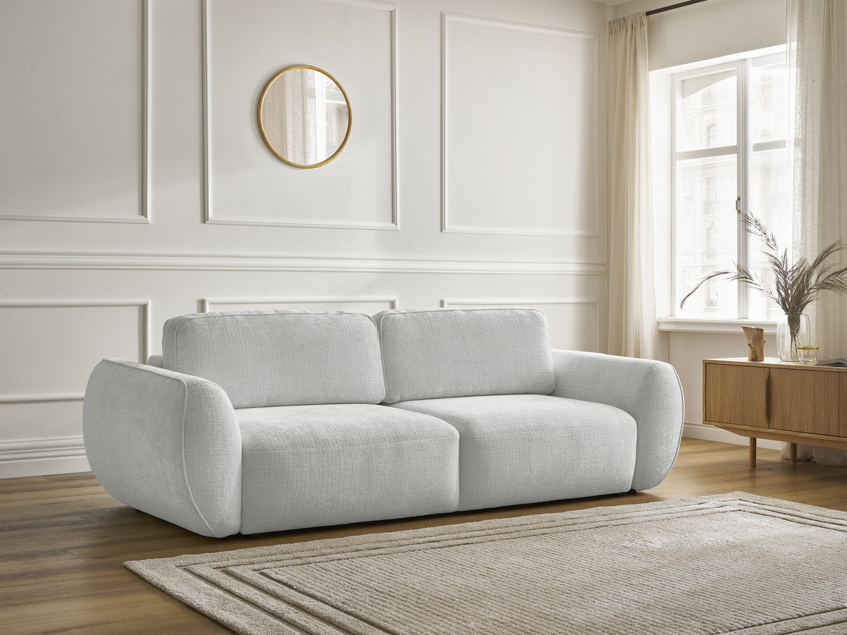 Canapé droit convertible 3 places DENISE texturé gris clair — vue 6