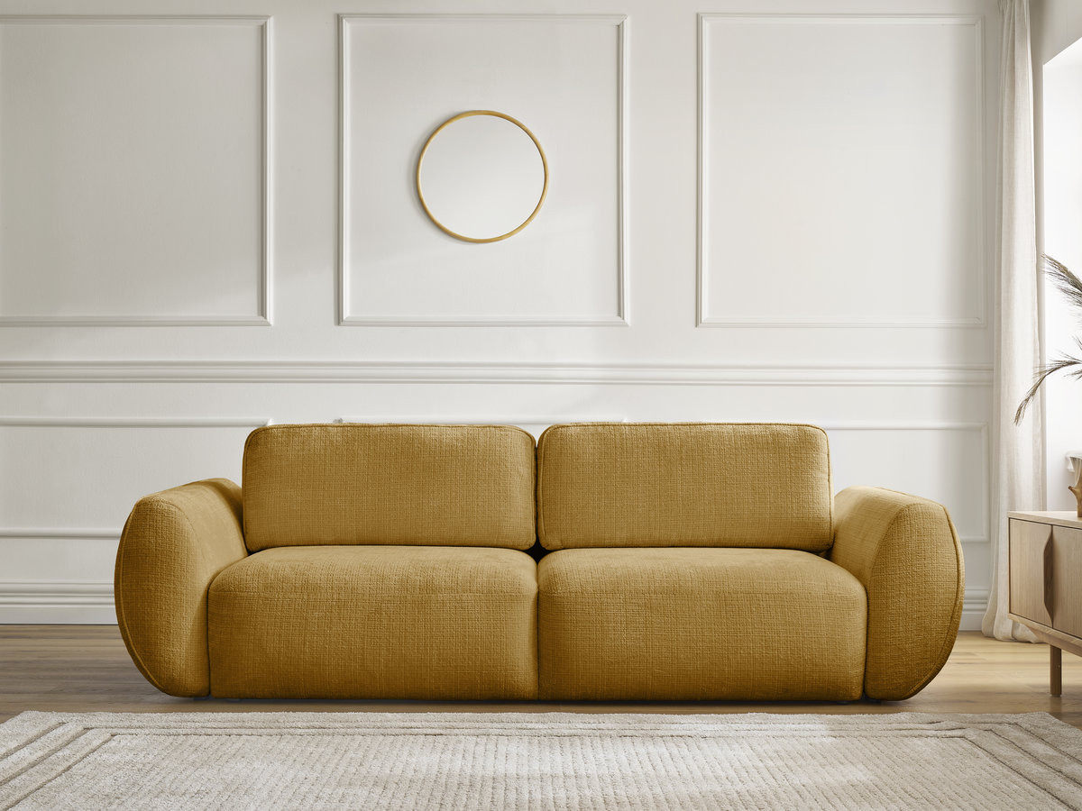 Canapé droit convertible 3 places DENISE texturé jaune — vue 5