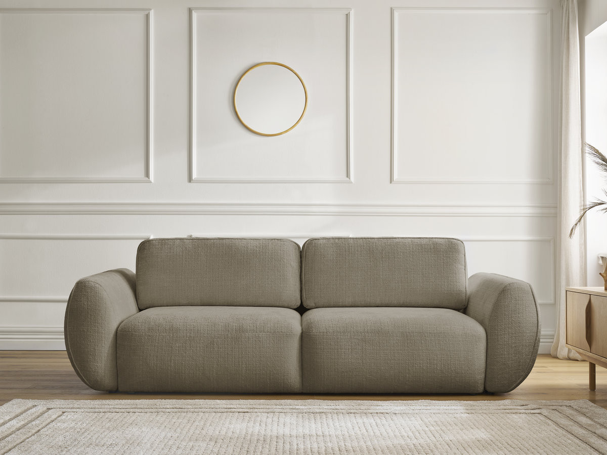 Canapé droit convertible 3 places DENISE texturé taupe — vue 5