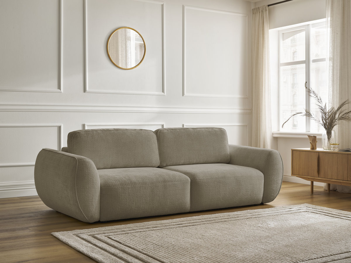 Canapé droit convertible 3 places DENISE texturé taupe — vue 6