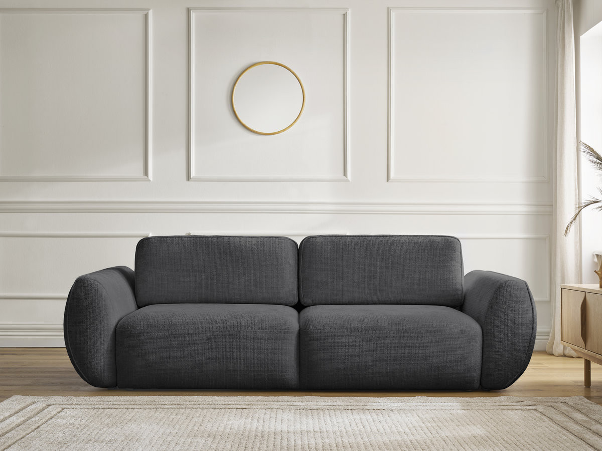 Canapé droit convertible 3 places DENISE texturé noir — vue 5