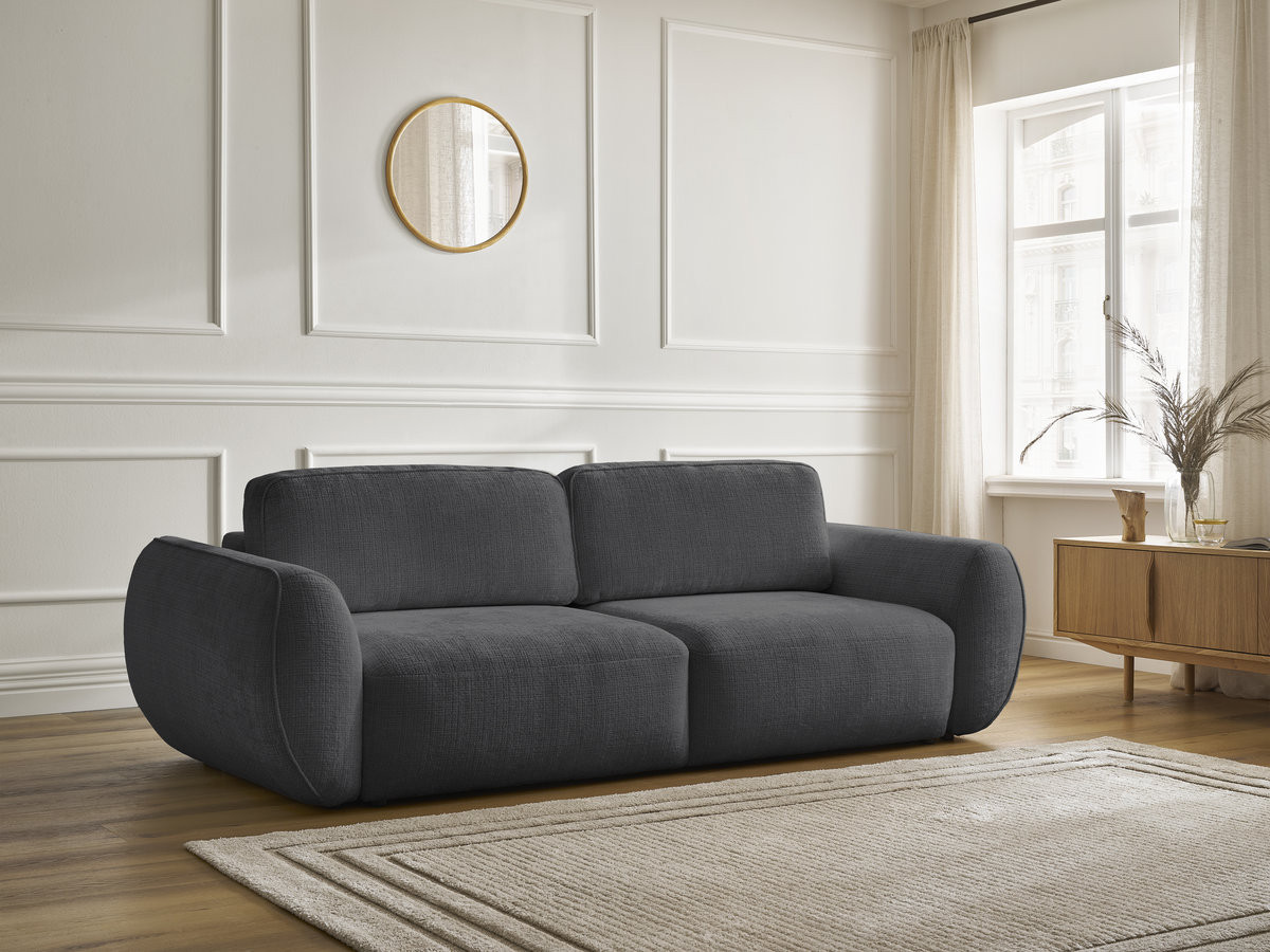 Canapé droit convertible 3 places DENISE texturé noir — vue 6