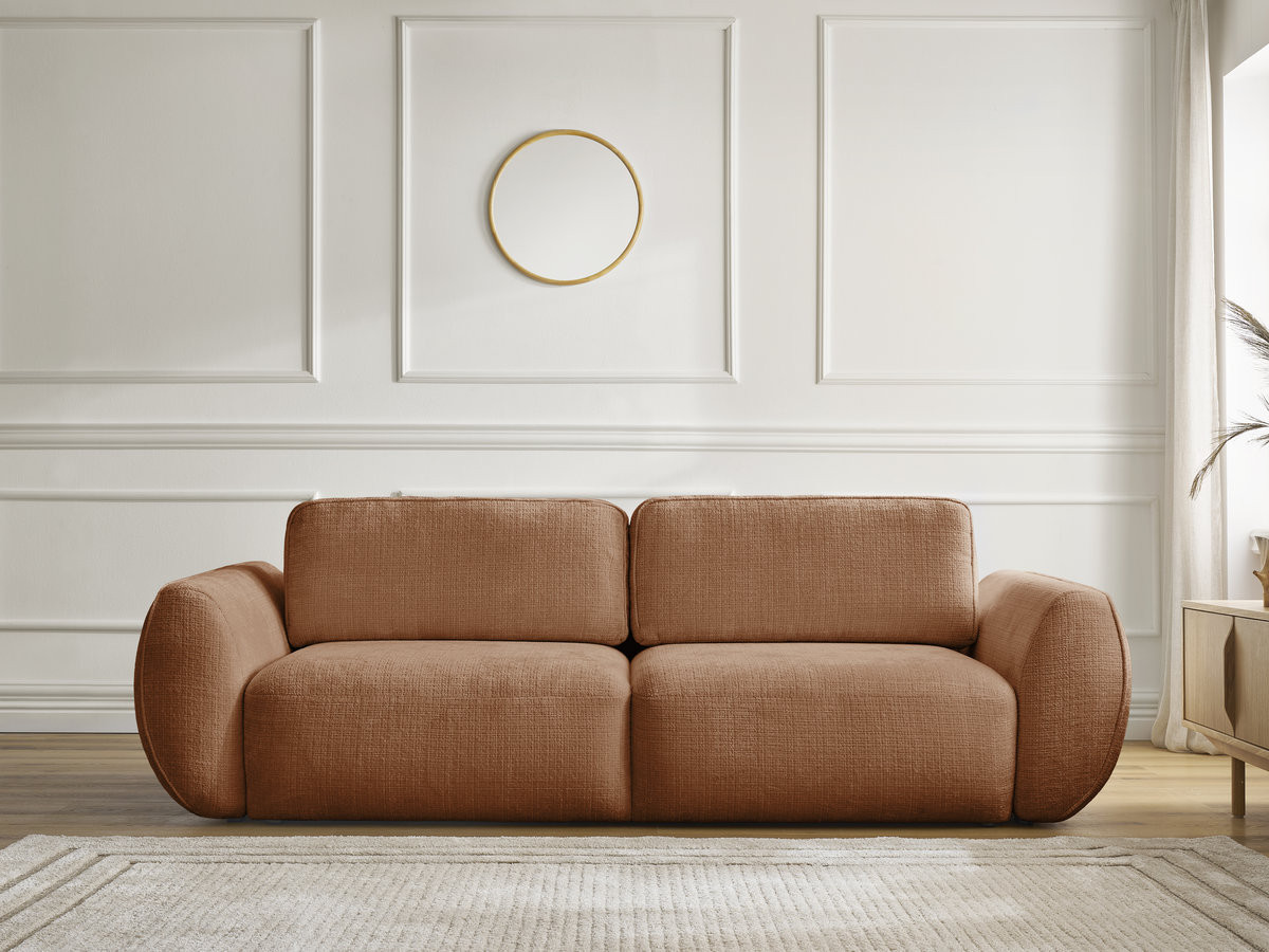 Canapé droit convertible 3 places DENISE texturé orange — vue 5