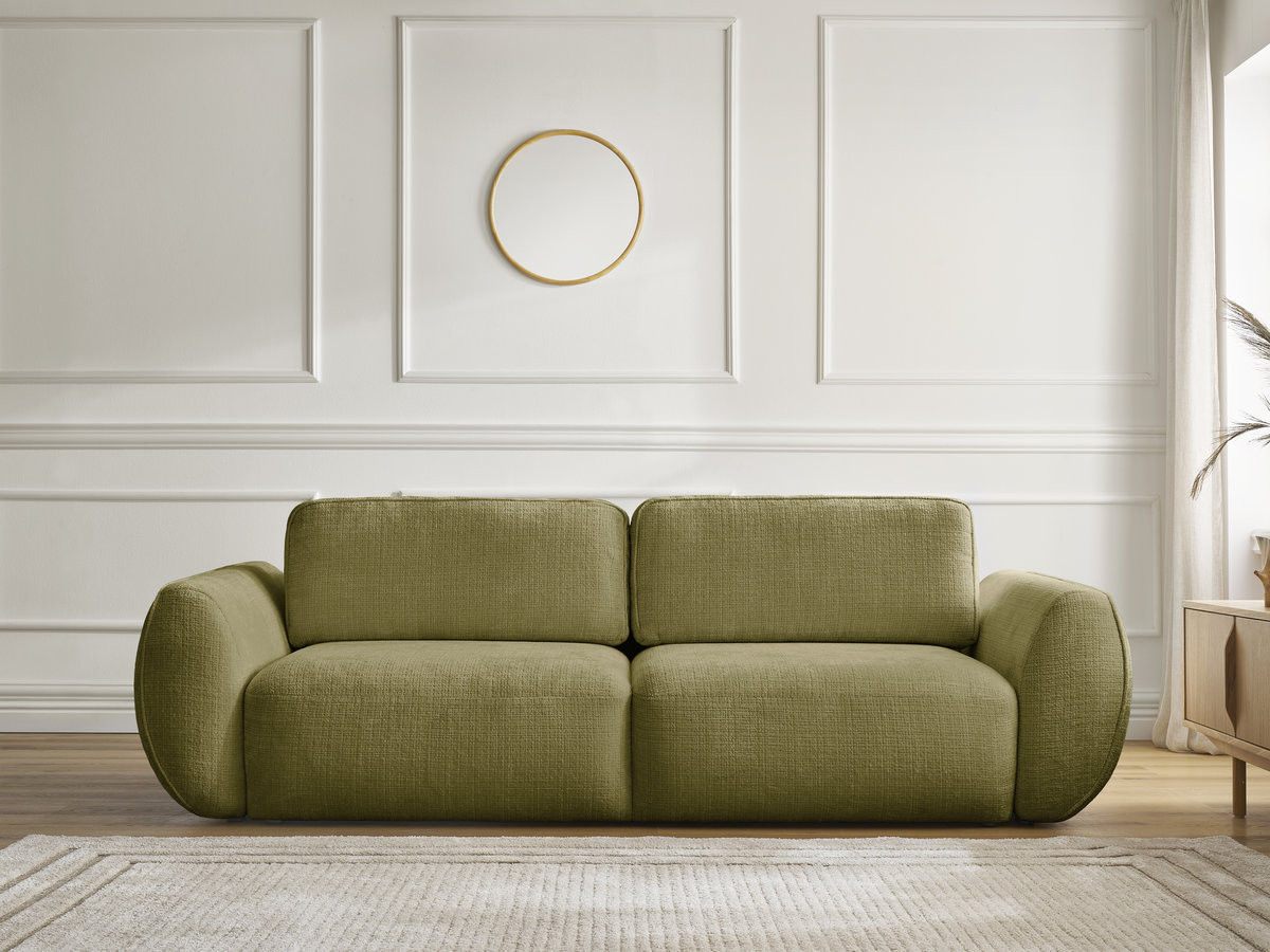 Canapé droit convertible 3 places DENISE texturé vert — vue 5