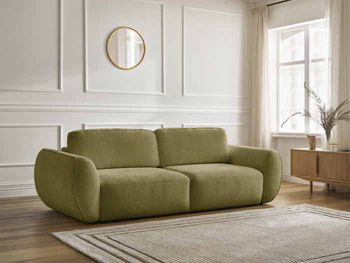 Canapé droit convertible 3 places DENISE tissu texturé