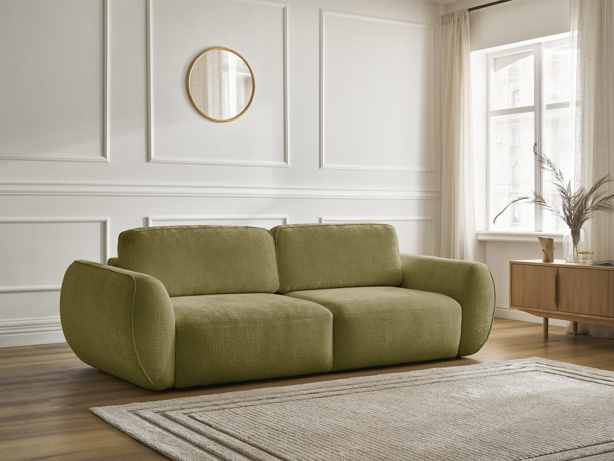 Canapé droit convertible 3 places DENISE tissu texturé