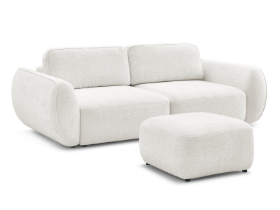 Canapé droit convertible 3 places DENISE tissu texturé avec pouf