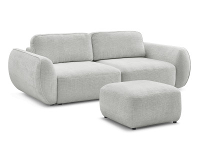 Canapé droit convertible 3 places DENISE tissu texturé avec pouf