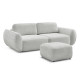 Canapé droit convertible 3 places DENISE tissu texturé avec pouf