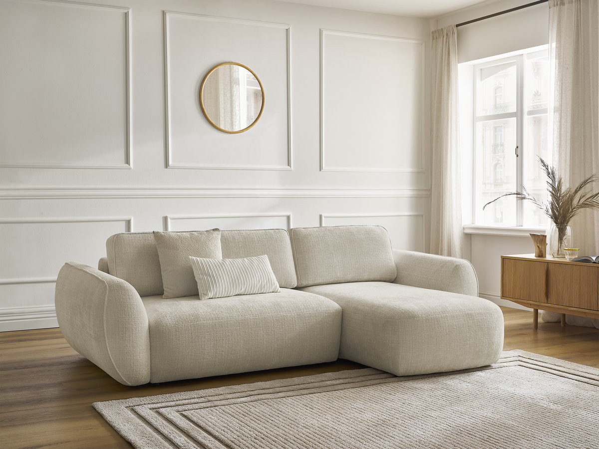 Canapé d'angle convertible DENISE tissu texturé| BOBOCHIC ®