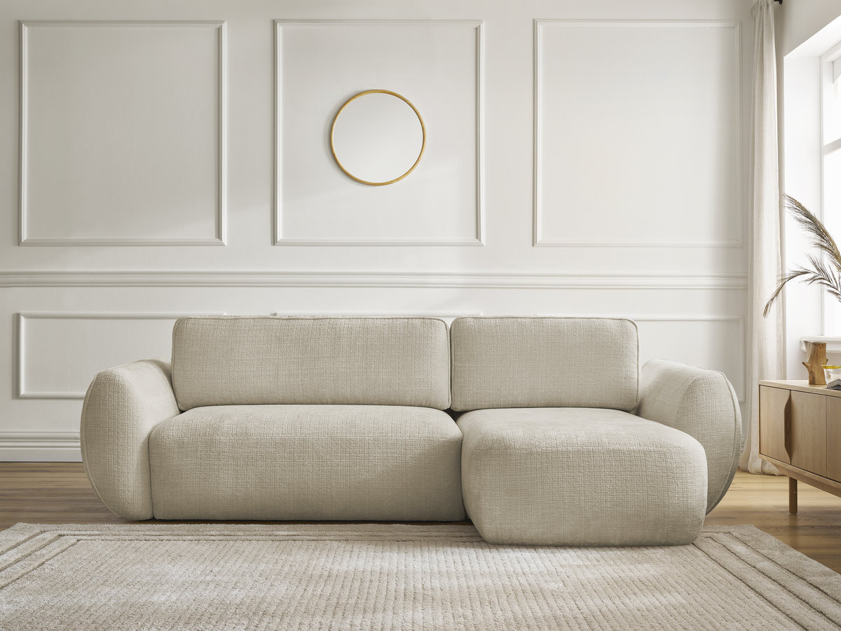 Canapé d'angle convertible DENISE texturé beige — vue 5