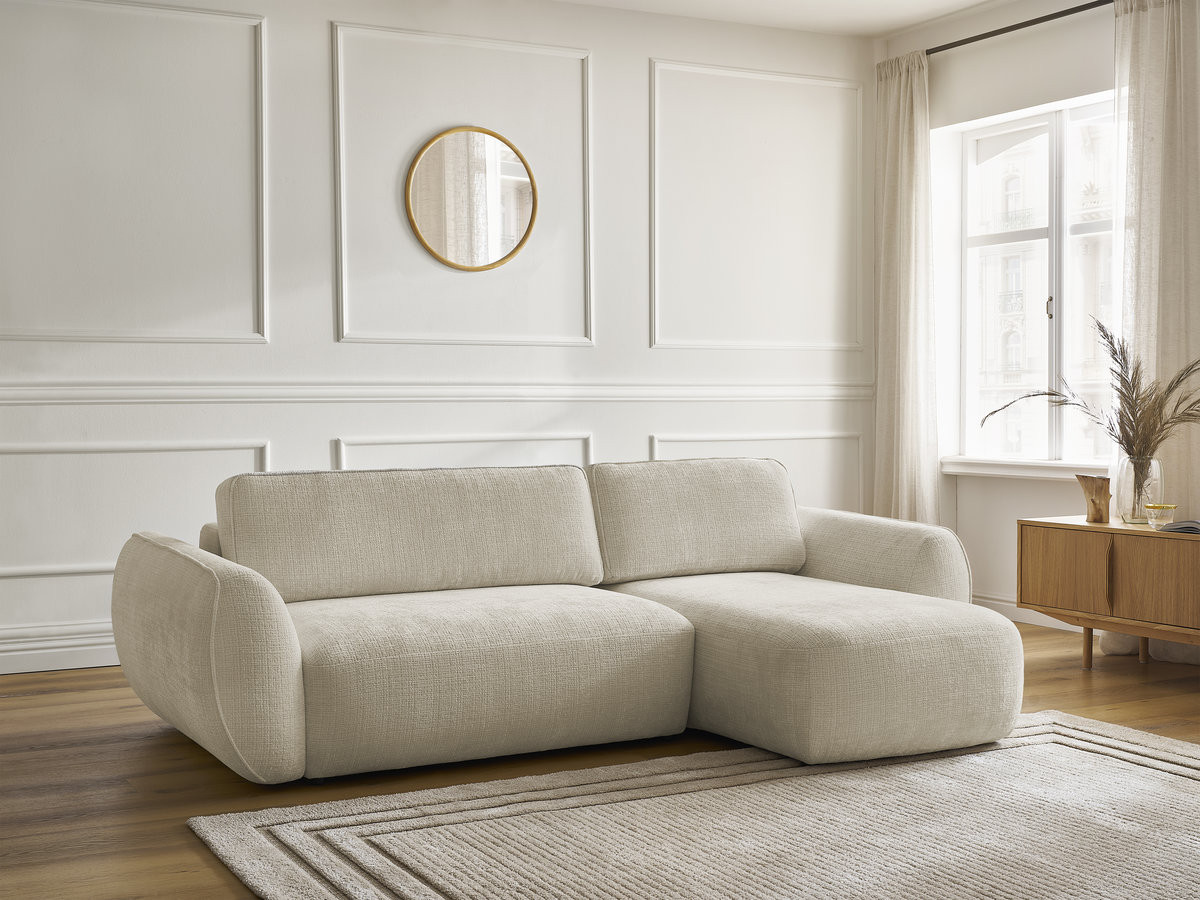 Canapé d'angle convertible DENISE texturé beige — vue 6