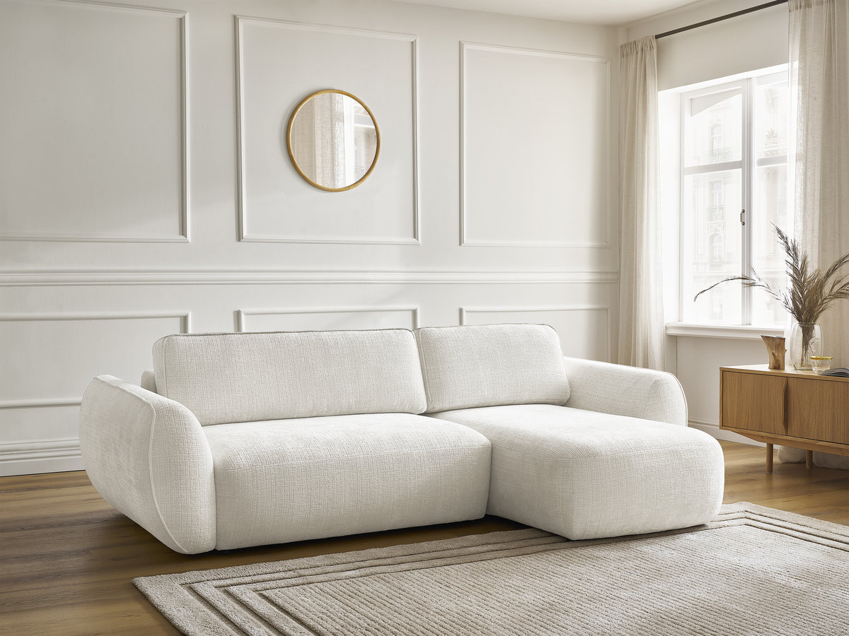 Canapé d'angle convertible DENISE texturé blanc — vue 6