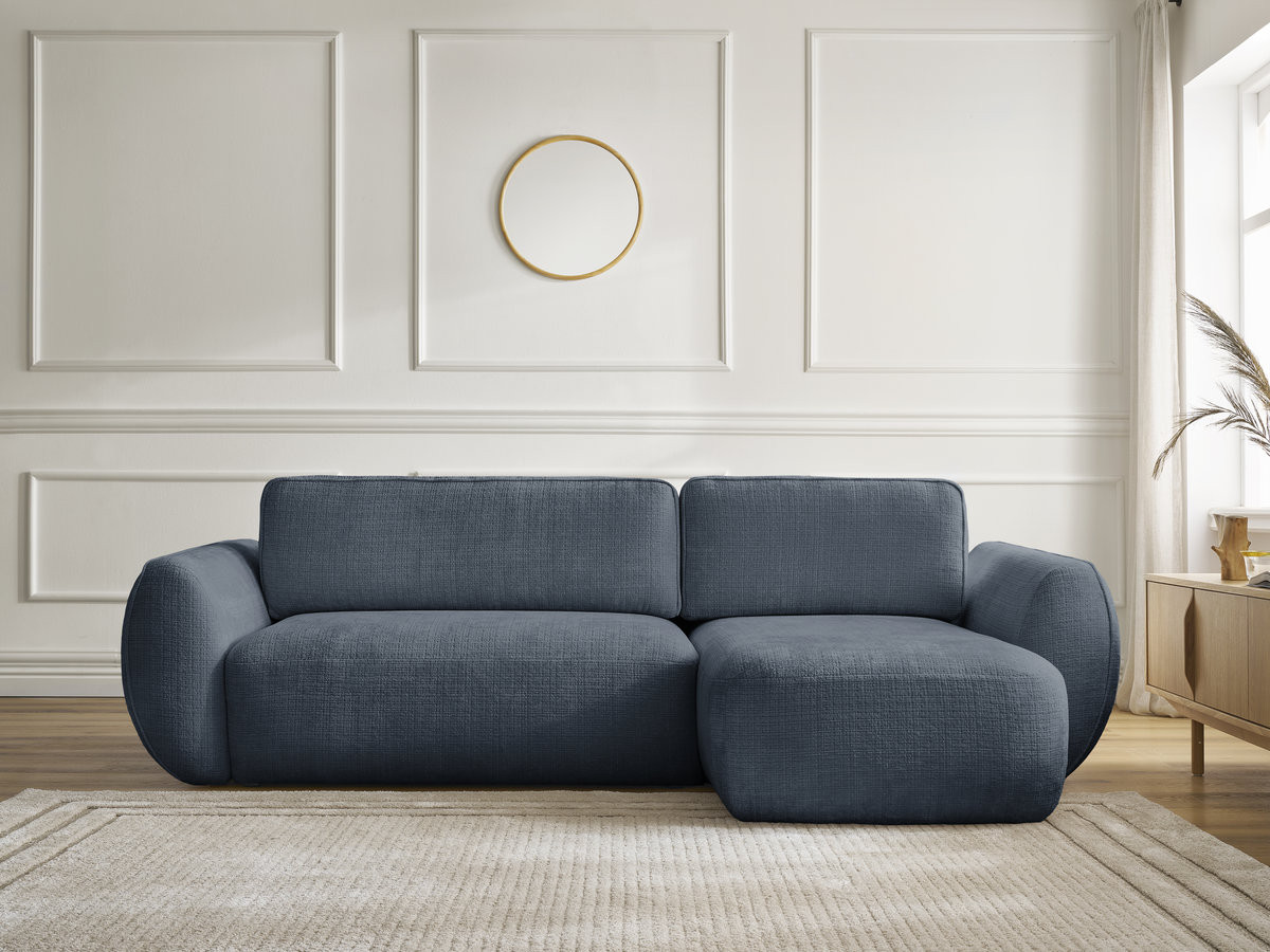 Canapé d'angle convertible DENISE texturé bleu foncé — vue 5