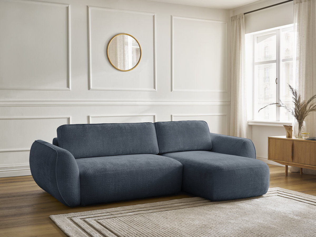 Canapé d'angle convertible DENISE texturé bleu foncé — vue 6