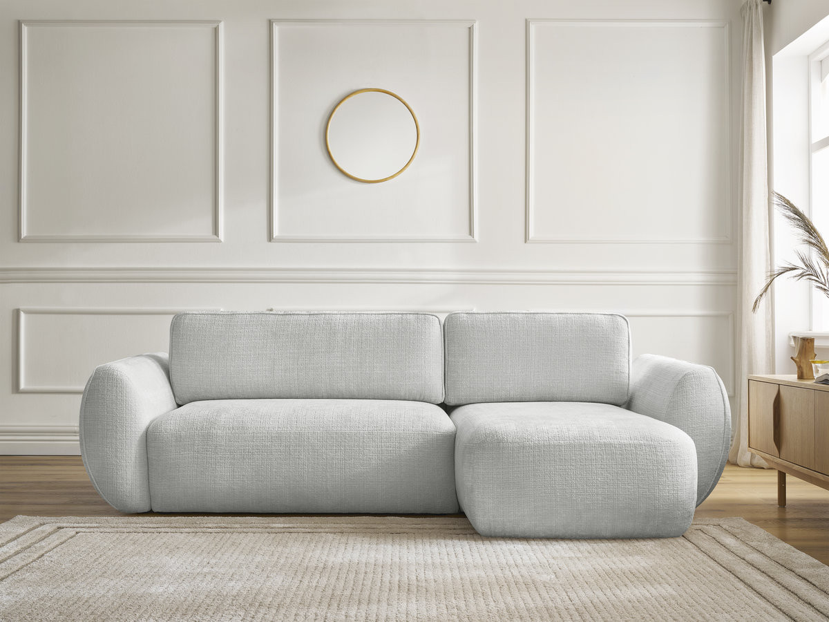 Canapé d'angle convertible DENISE texturé gris clair — vue 5