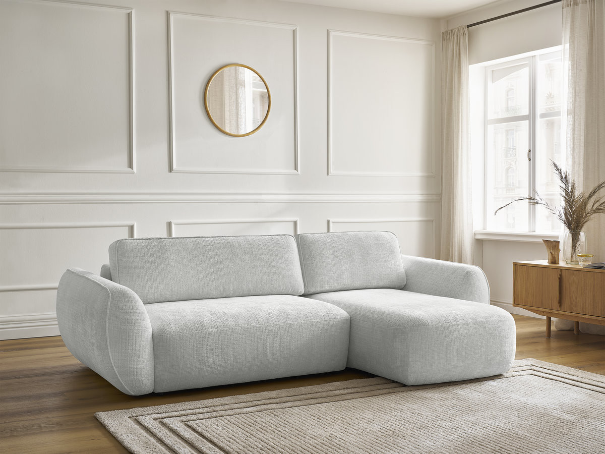 Canapé d'angle convertible DENISE texturé gris clair — vue 6