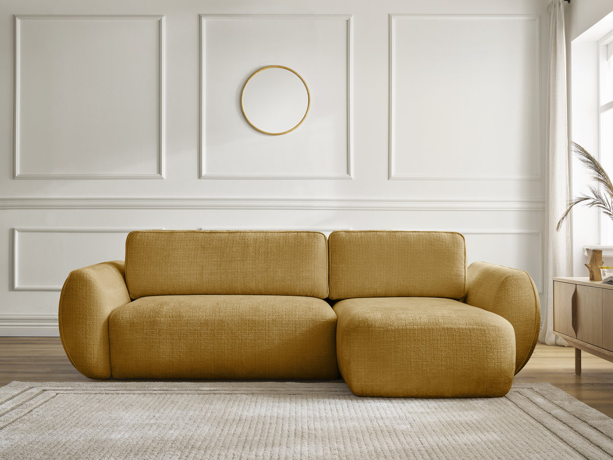 Canapé d'angle convertible DENISE texturé jaune — vue 5