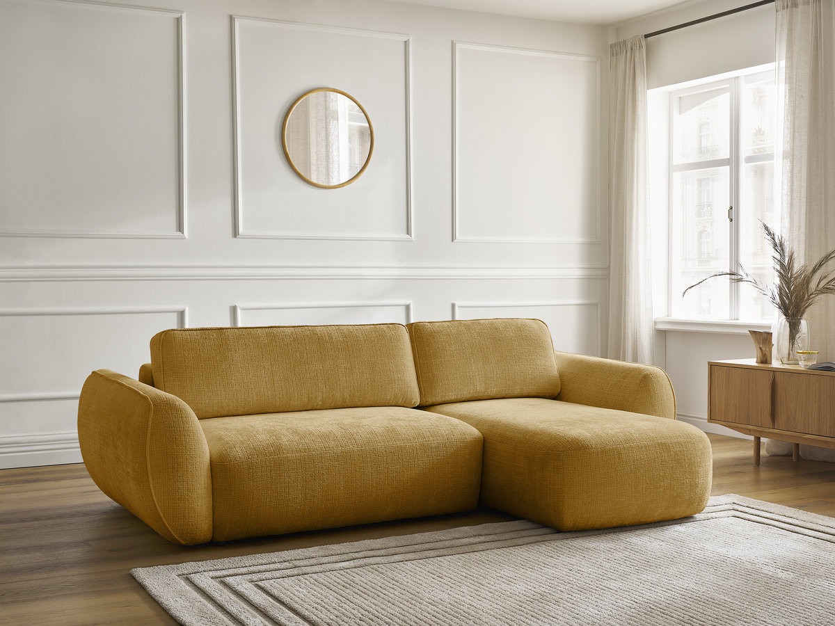 Canapé d'angle convertible DENISE texturé jaune — vue 6