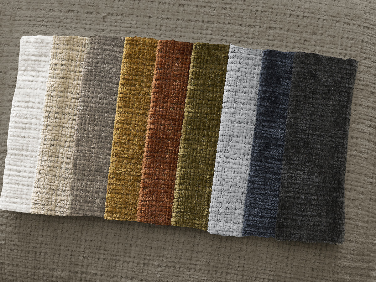 Canapé d'angle convertible DENISE texturé avec pouf taupe — vue 4