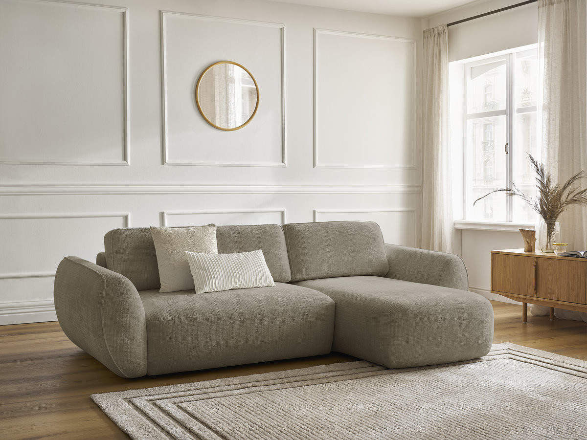 Canapé d'angle convertible DENISE texturé taupe