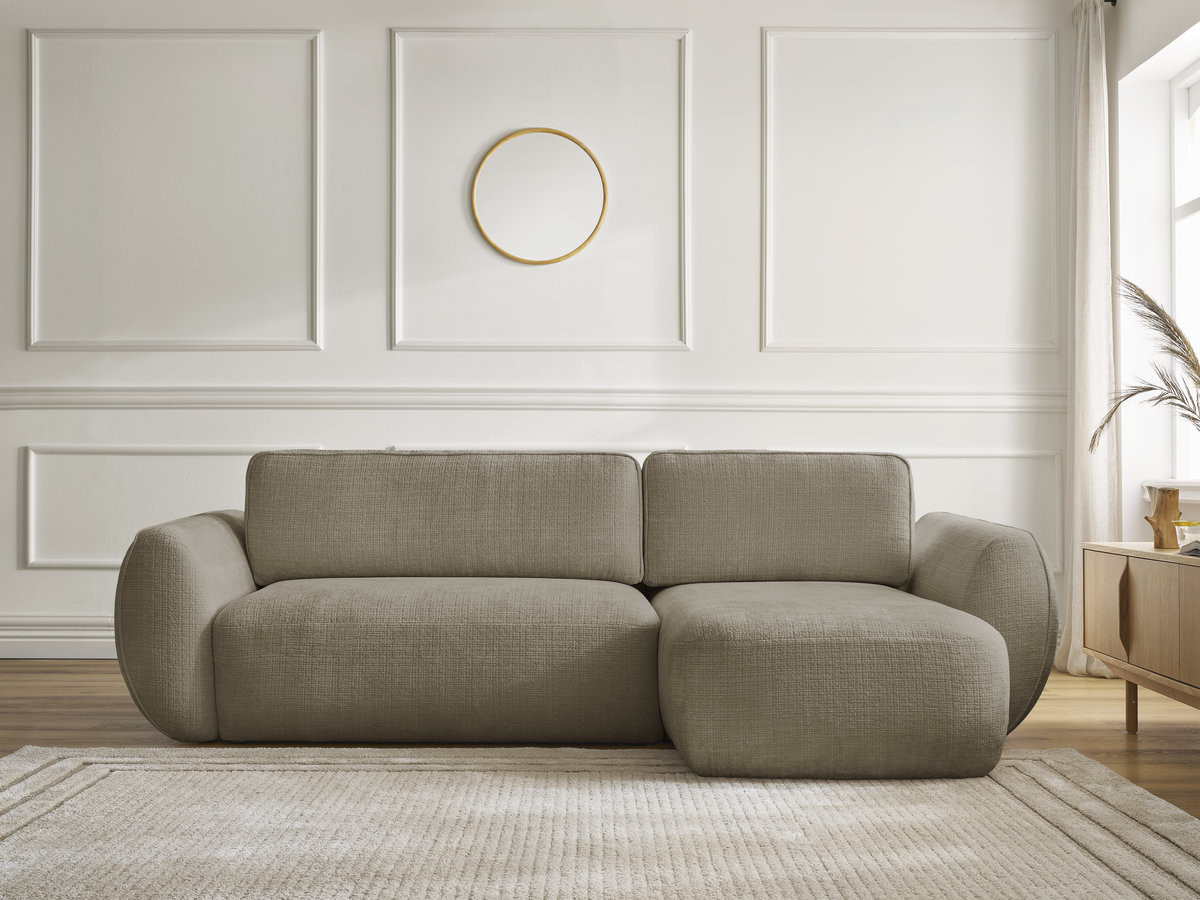 Canapé d'angle convertible DENISE texturé taupe — vue 5